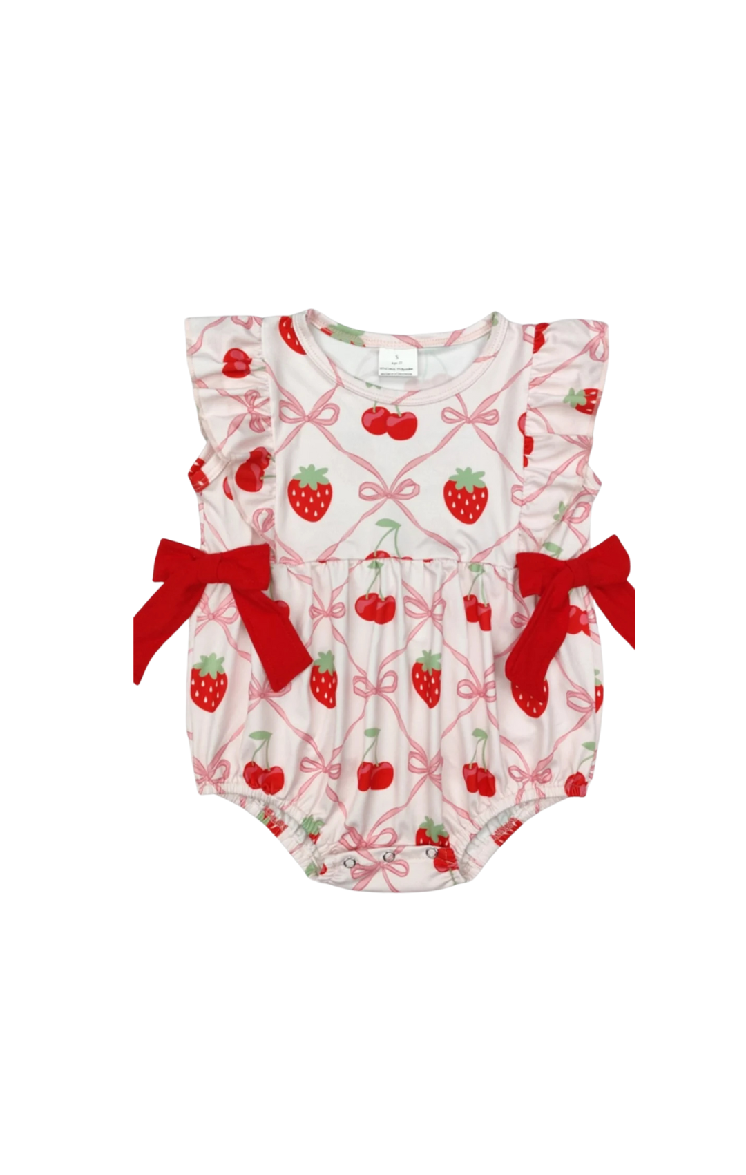 Strawberry Cherry Bow Print Youth Bubble