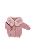Load image into Gallery viewer, Fur Collar Rosy Cardigan Sweater
