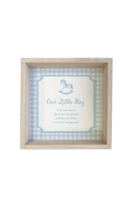 Gingham Our Little Boy Framed Art- 11"x11"