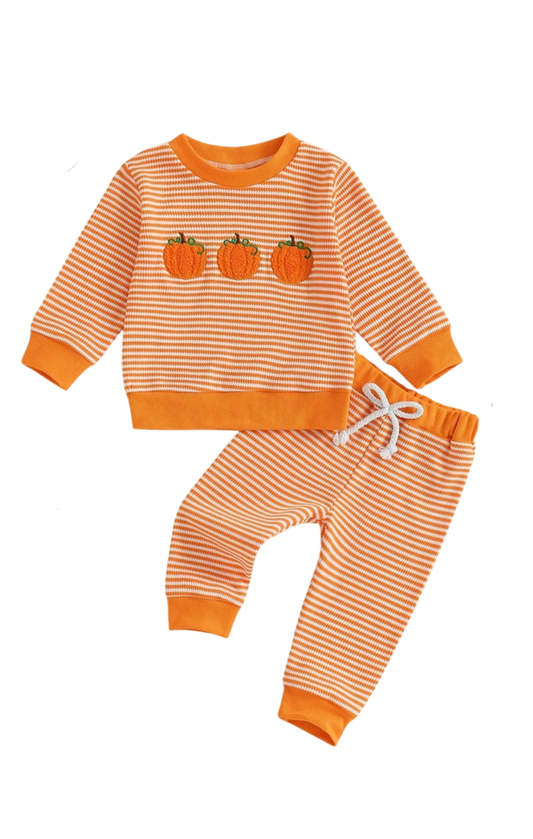 Halloween Pumpkin Striped Embroidery Set