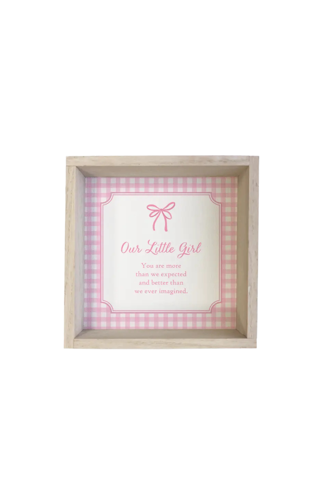 Gingham Our Little Girl Framed Art- 15"x15"