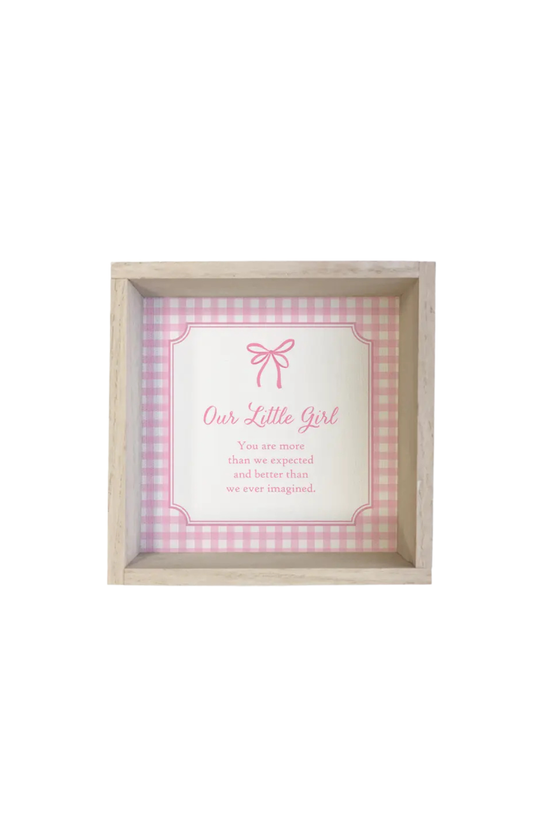 Gingham Our Little Girl Framed Art- 15"x15"