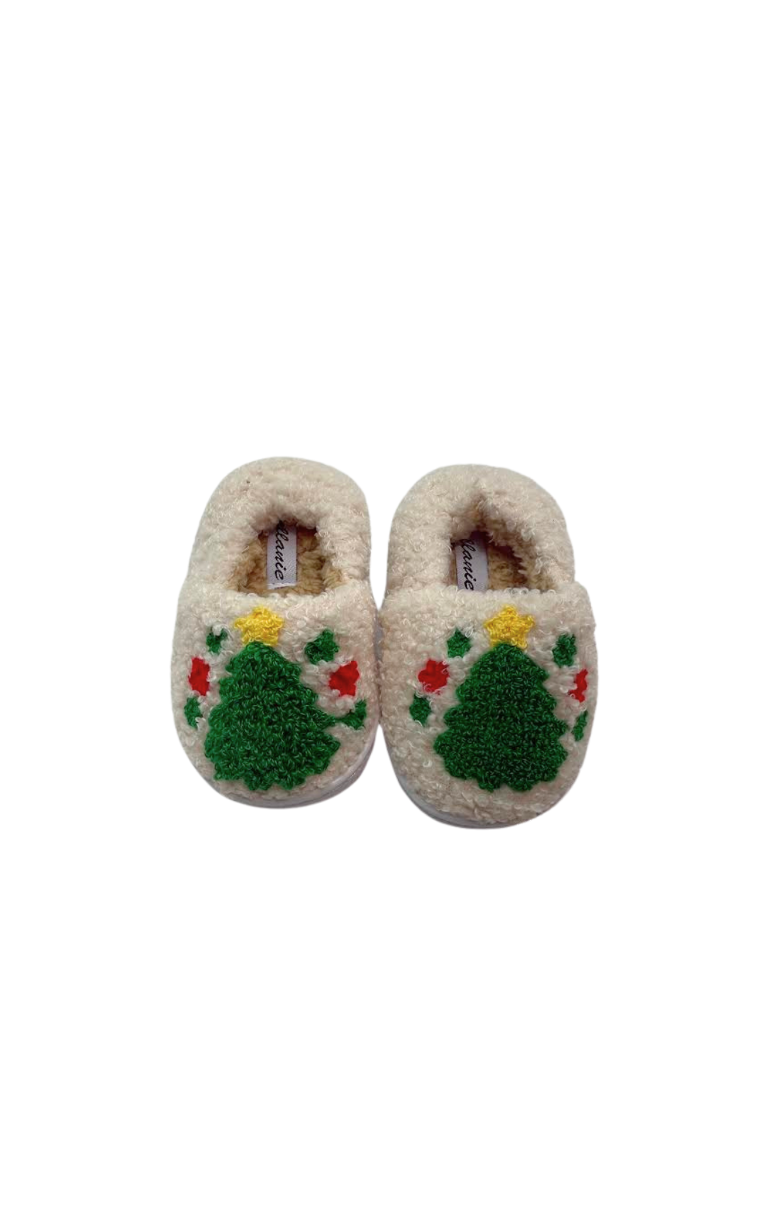 Christmas Tree Slippers - Cream