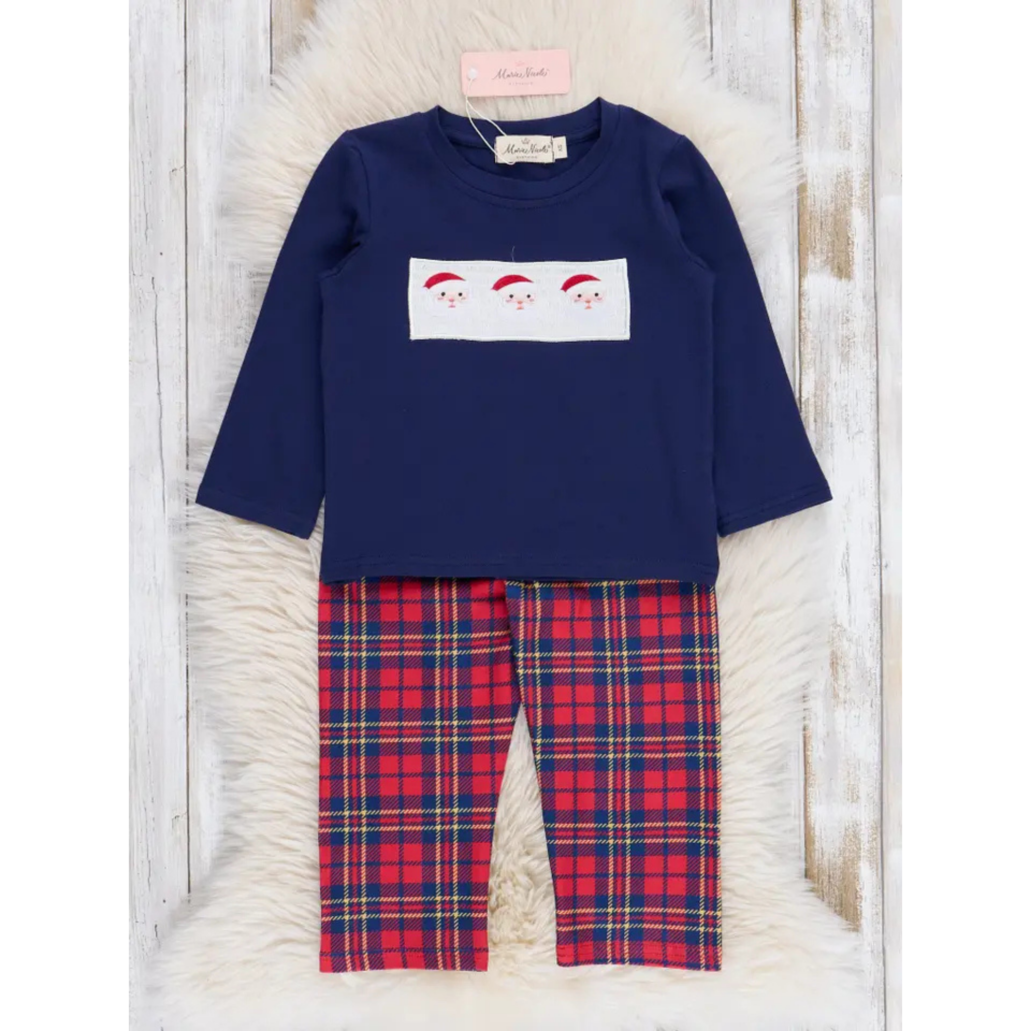Holiday Plaid Smocked Santa Outfit