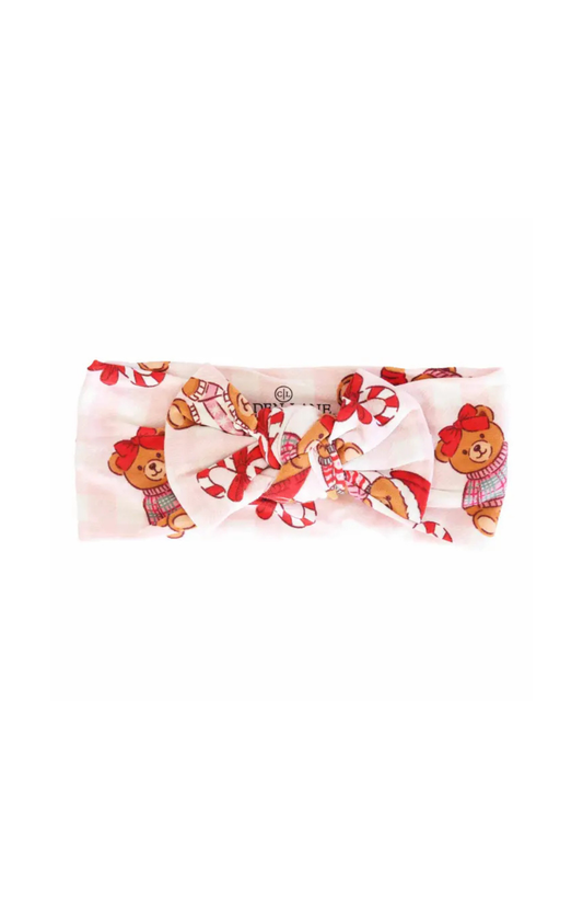 Beary Christmas Knit Large Bow Headwrap | Pink