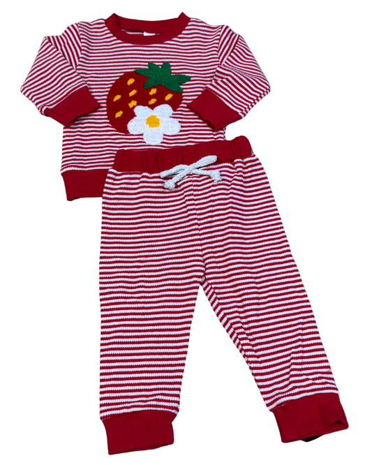 Waffle Knit Red Strawberry Lounge Set