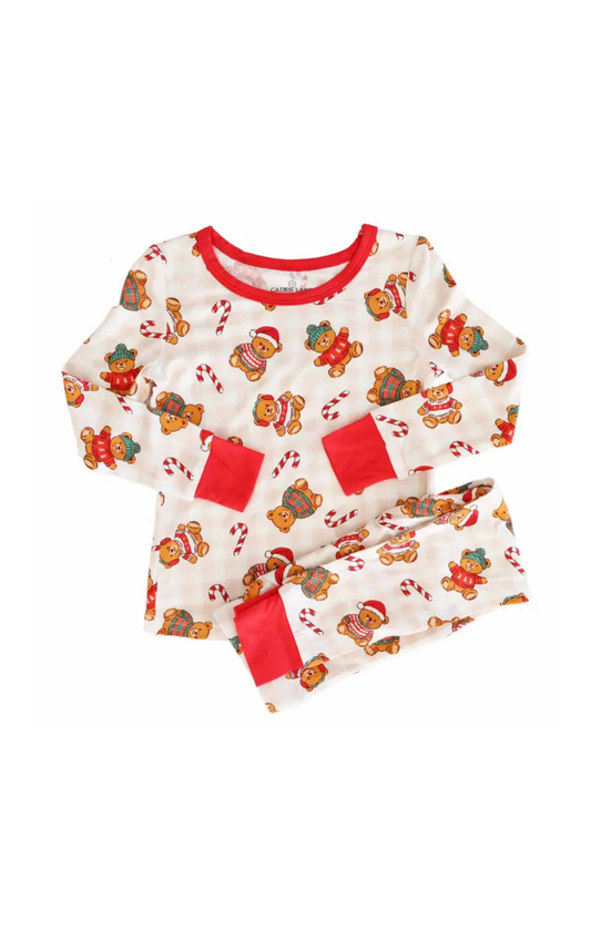 Beary Christmas Two Piece Pajama Set | Neutral