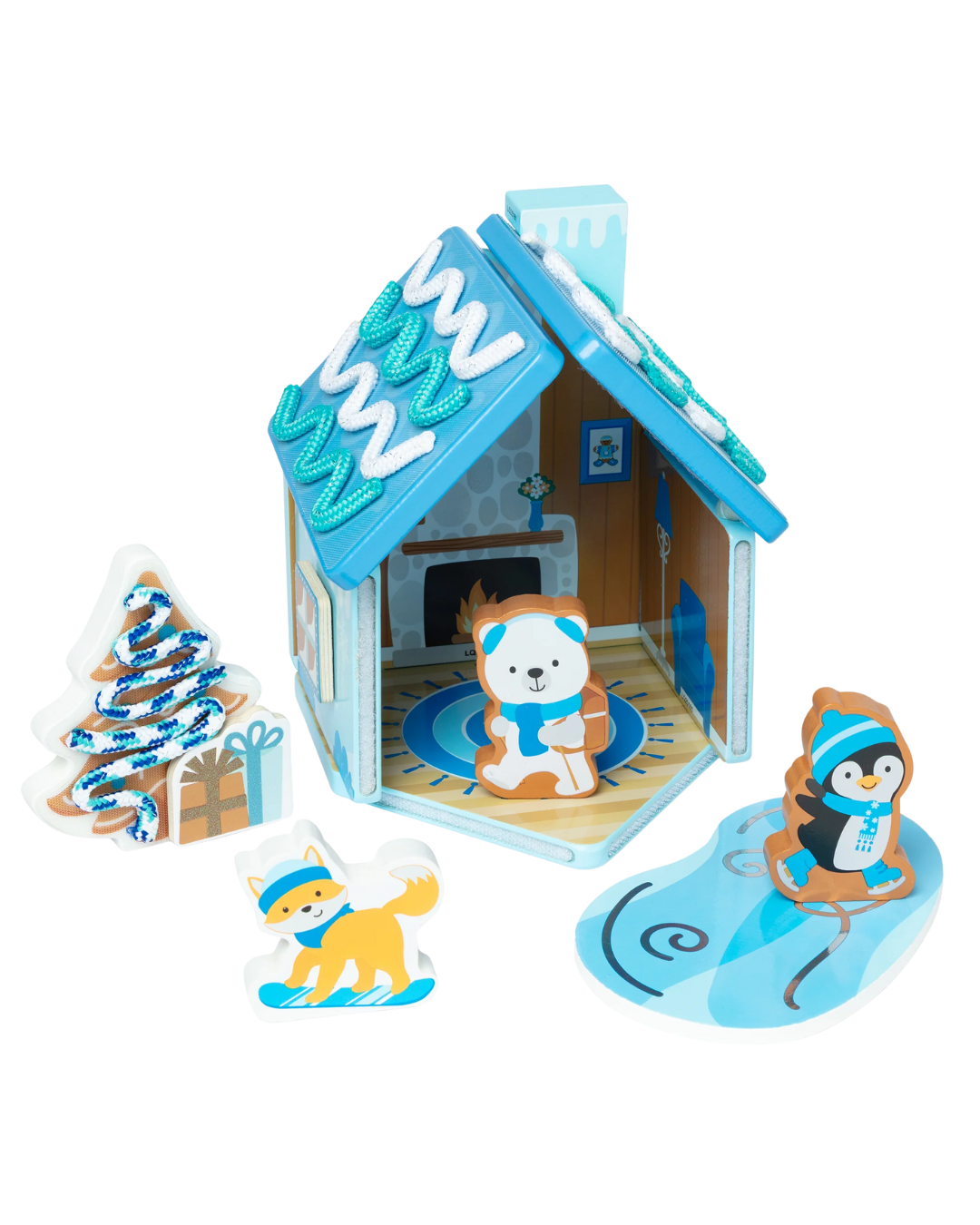 Wooden Gingerbread House Play Set - Winter Frost