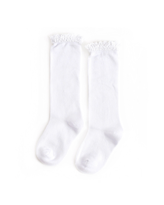 White Lace Top Knee Socks