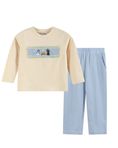 Load image into Gallery viewer, Nativity Smocked Shirt & Pants Set
