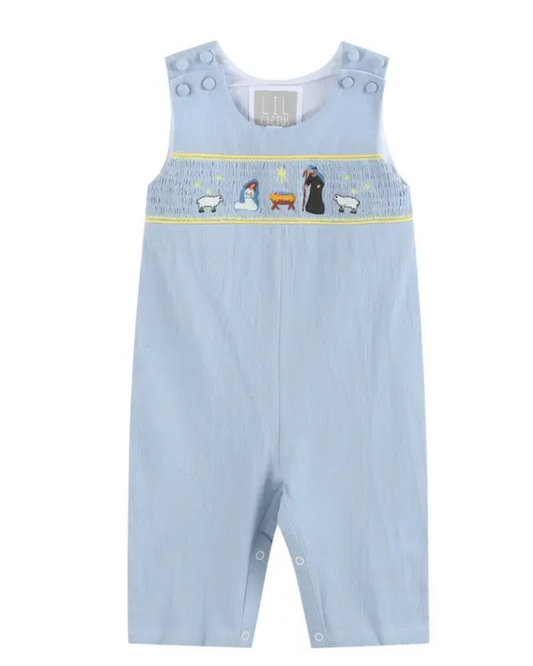 Nativity Smocked Overalls