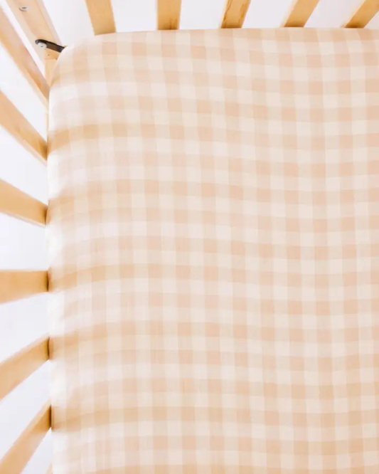 Honey Gingham Bamboo Crib Sheet