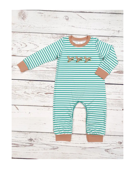 Boy Duck Embroidery Romper