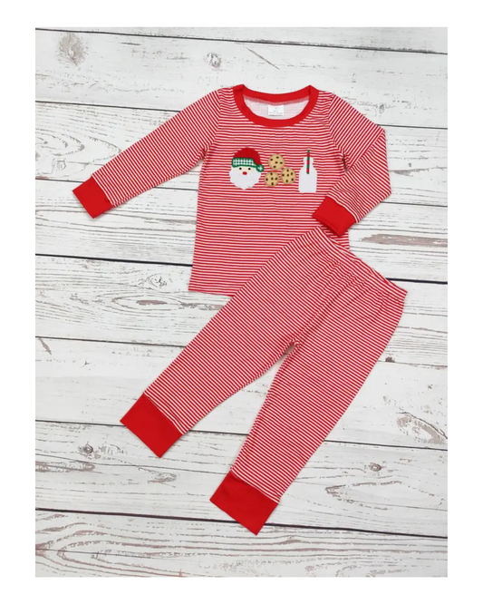 Santa's Milk & Cookies Applique Boys Pajamas