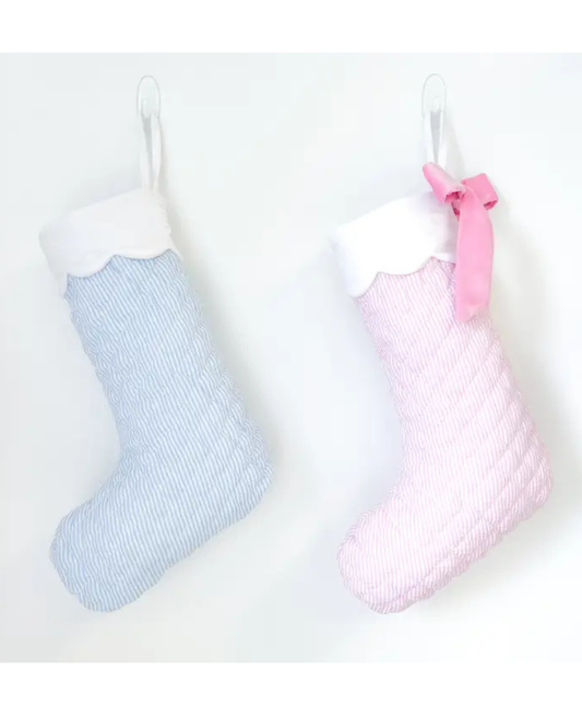 Quilted Seersucker Scalloped Stocking