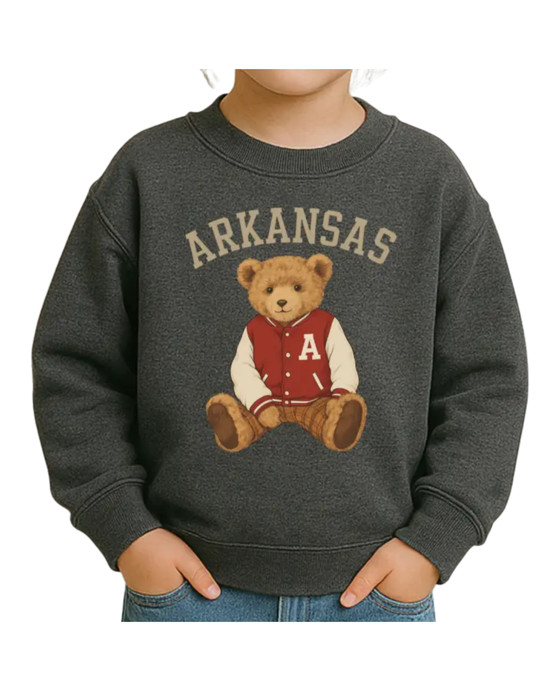 Arkansas Teddy Toddler Sweatshirt - Granite Heather
