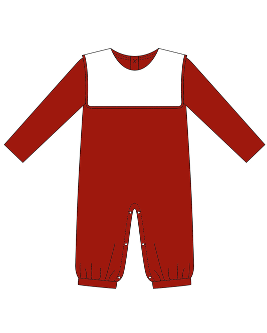 Red Romper With White Collar