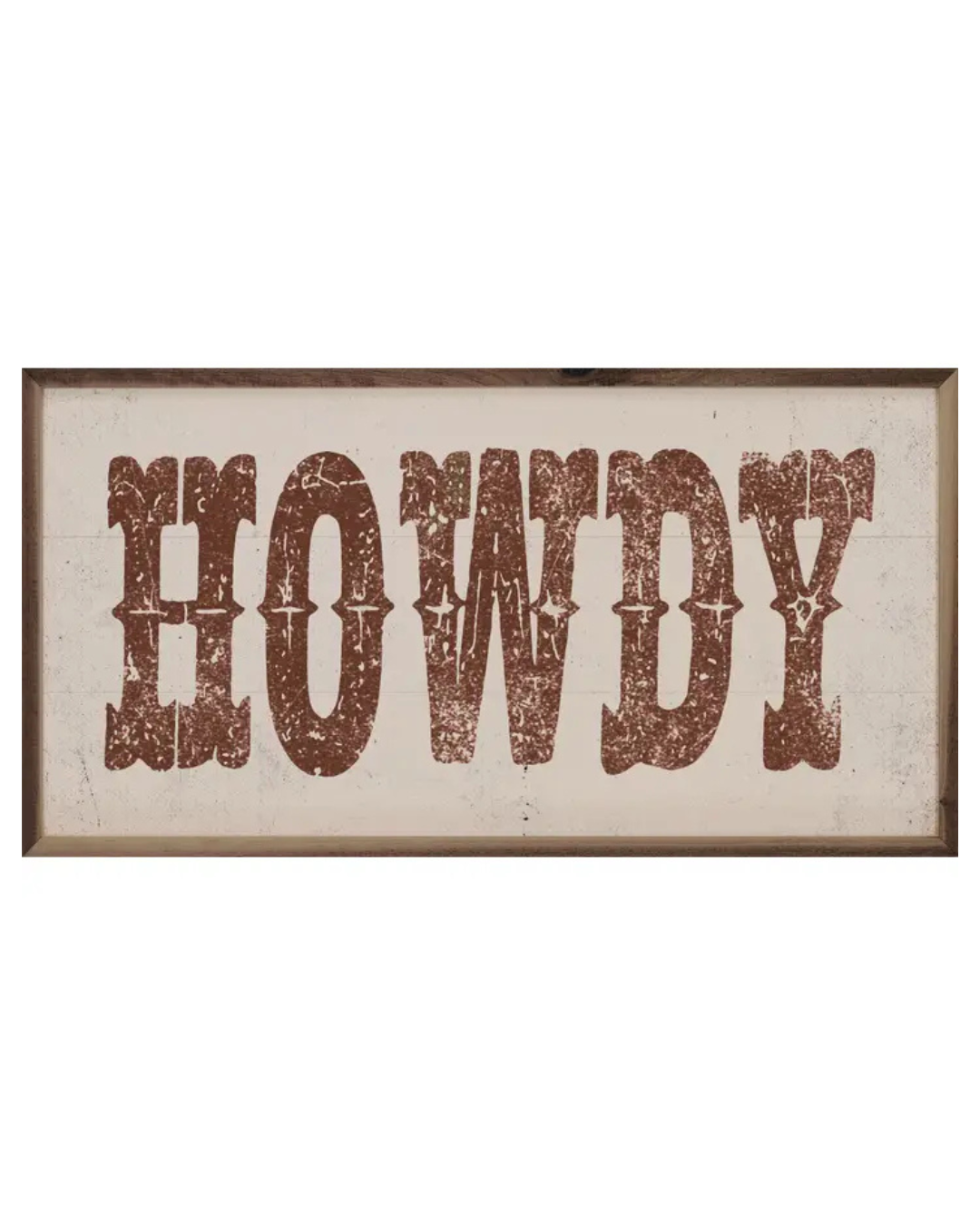 Rust Howdy Framed Wooden Art 24x12