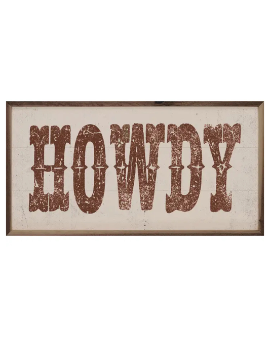 Rust Howdy Framed Wooden Art 36x18