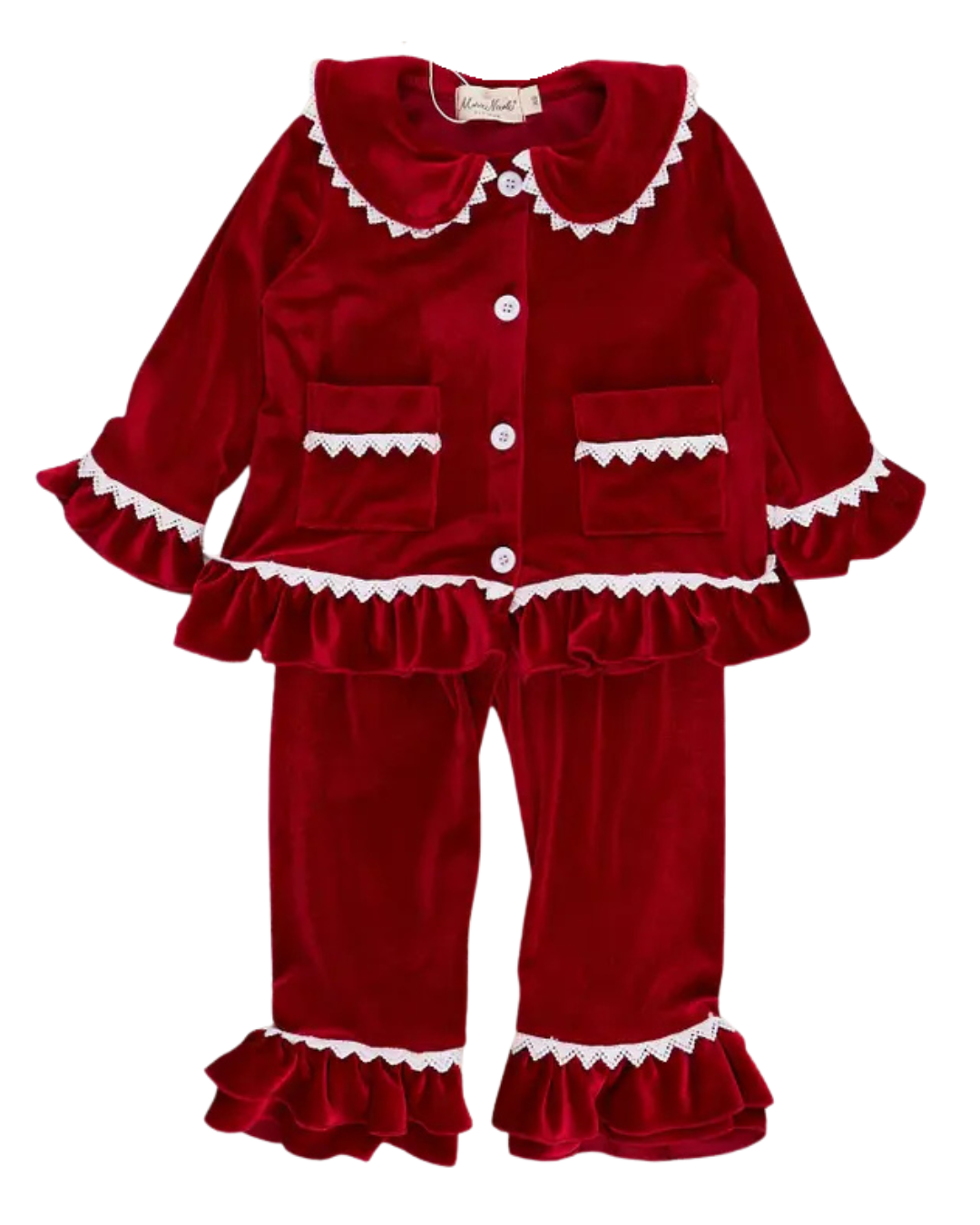 Ruby Velvet Ruffle Pajamas