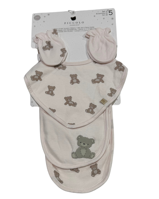 Bandana, Mitts, & Burp Cloth 5 pc.