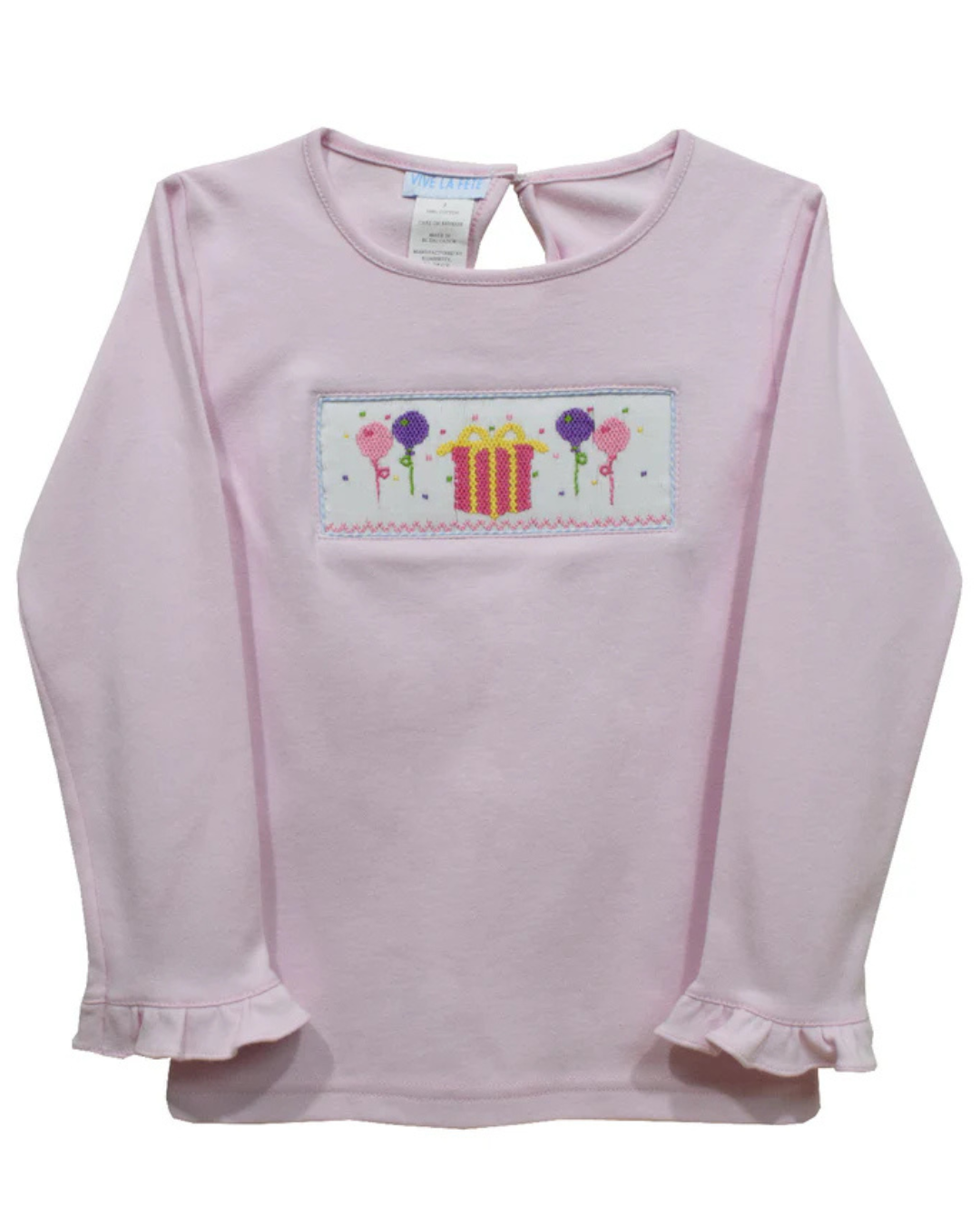 Girls Birthday Smocked Long Sleeve Shirt