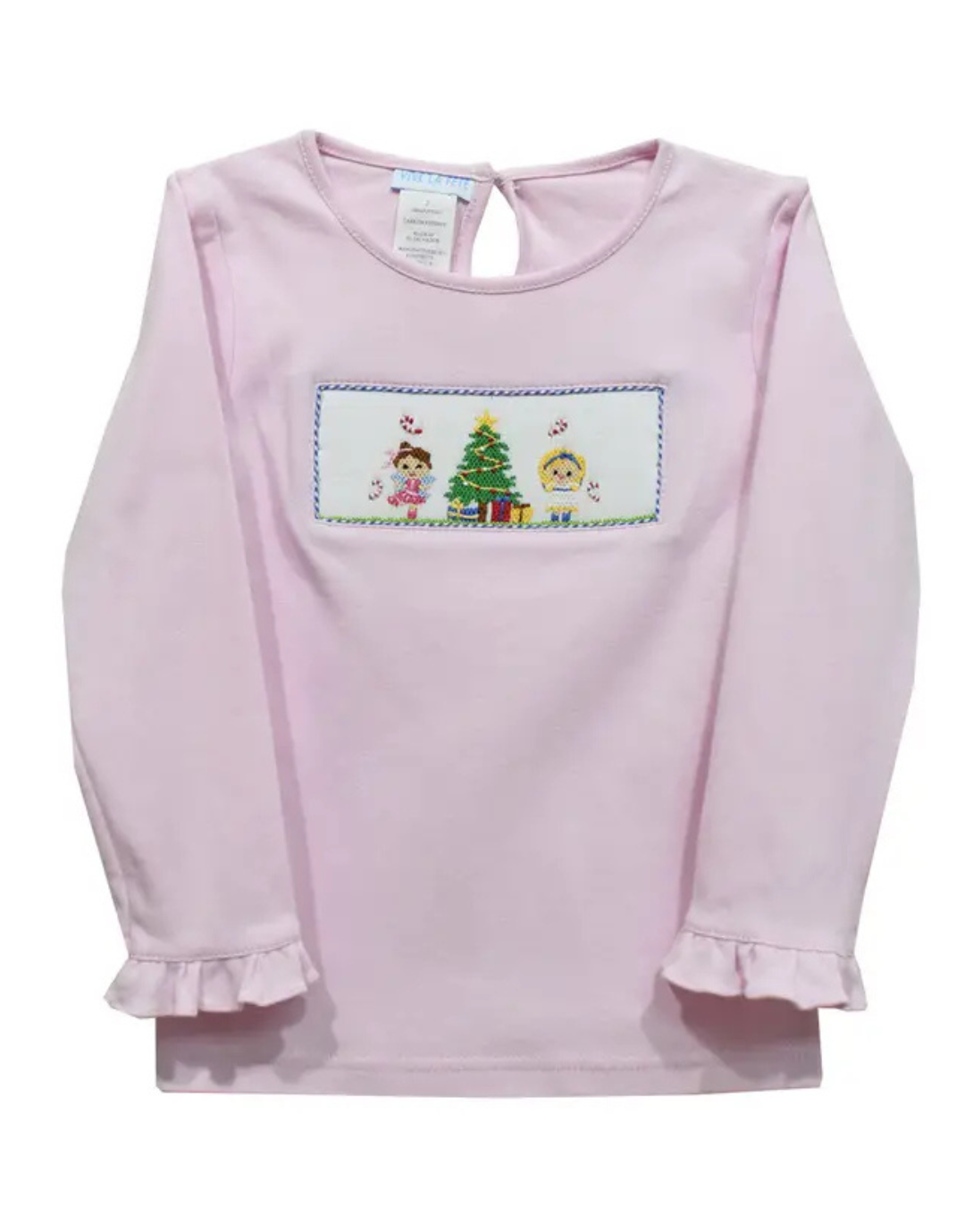 Nutcracker Smocked Ruffle Long Sleeve Shirt