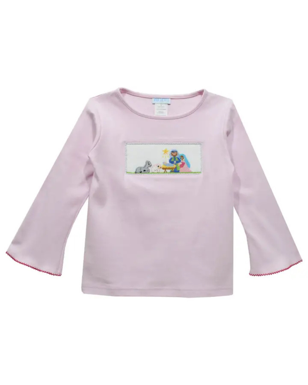 Nativity Smocked Long Bell Sleeve Shirt