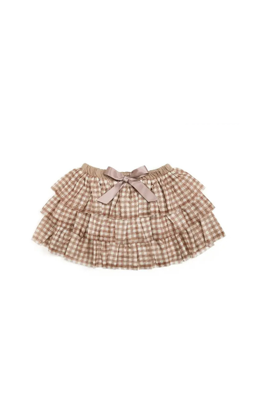 Gingham Printed Tulle Tiered Tutu
