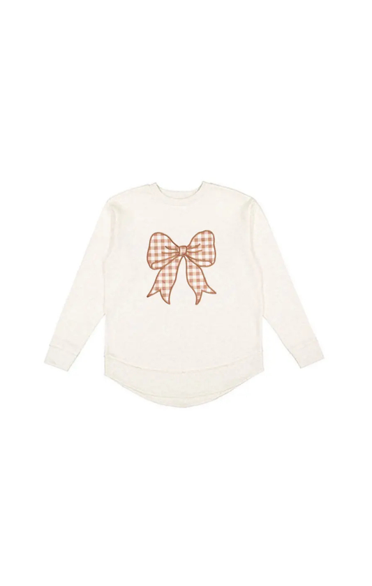 Gingham Bow Patch Sweatshirt - Mom