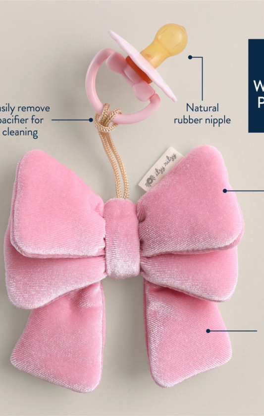 Bitzy Pal Natural Rubber Pacifier& Plush Bow