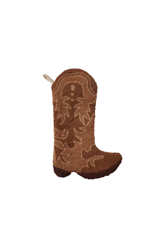 Brown Cowboy Boot Hook Stocking