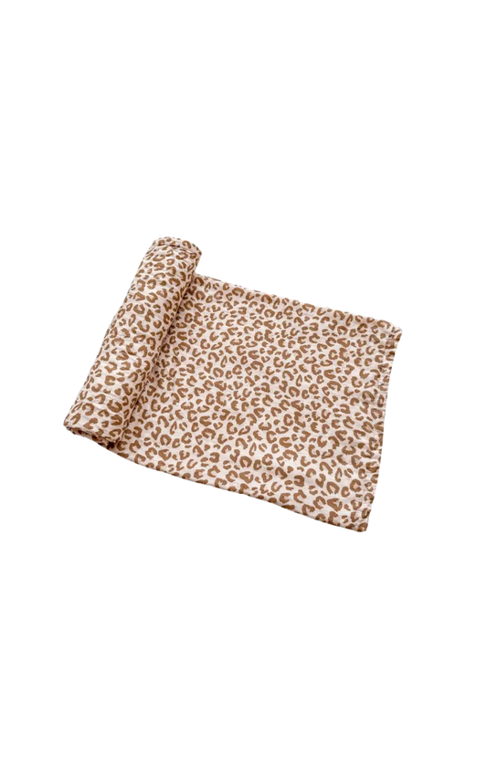 Brown Leopard Swaddle Blanket