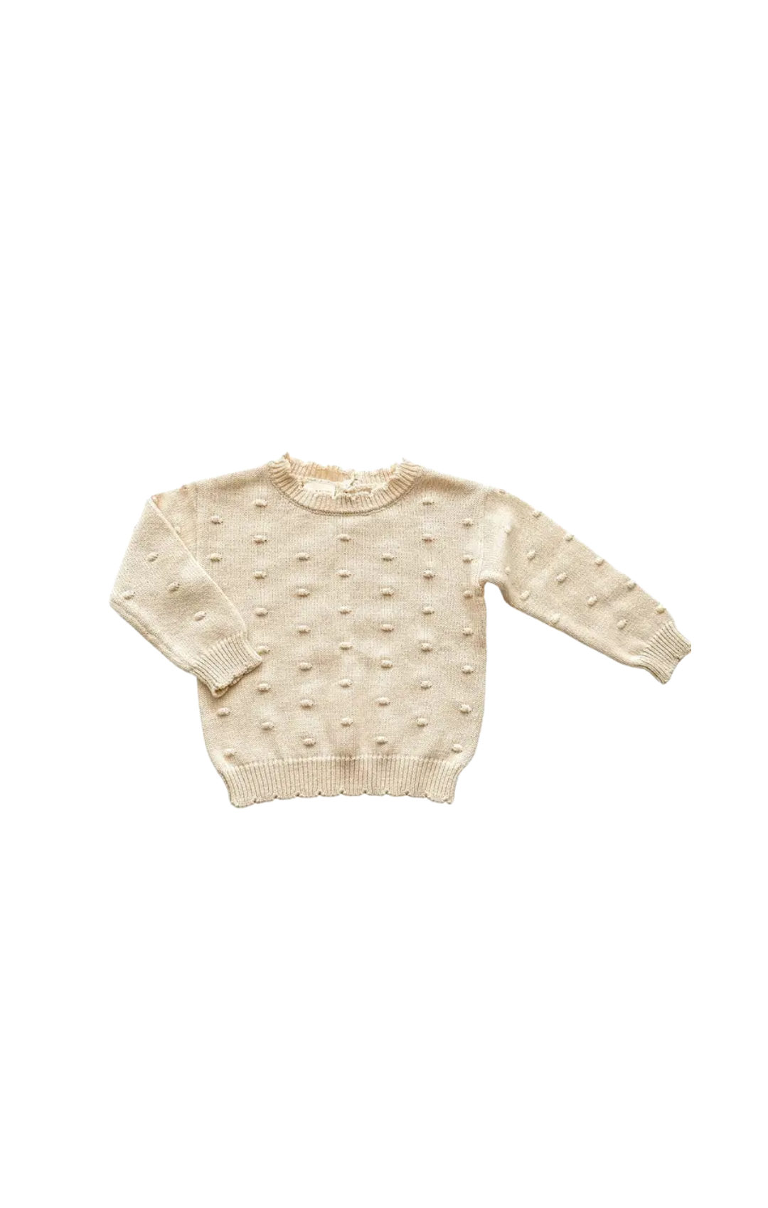 Organic Knit Sweater - Cream Pom