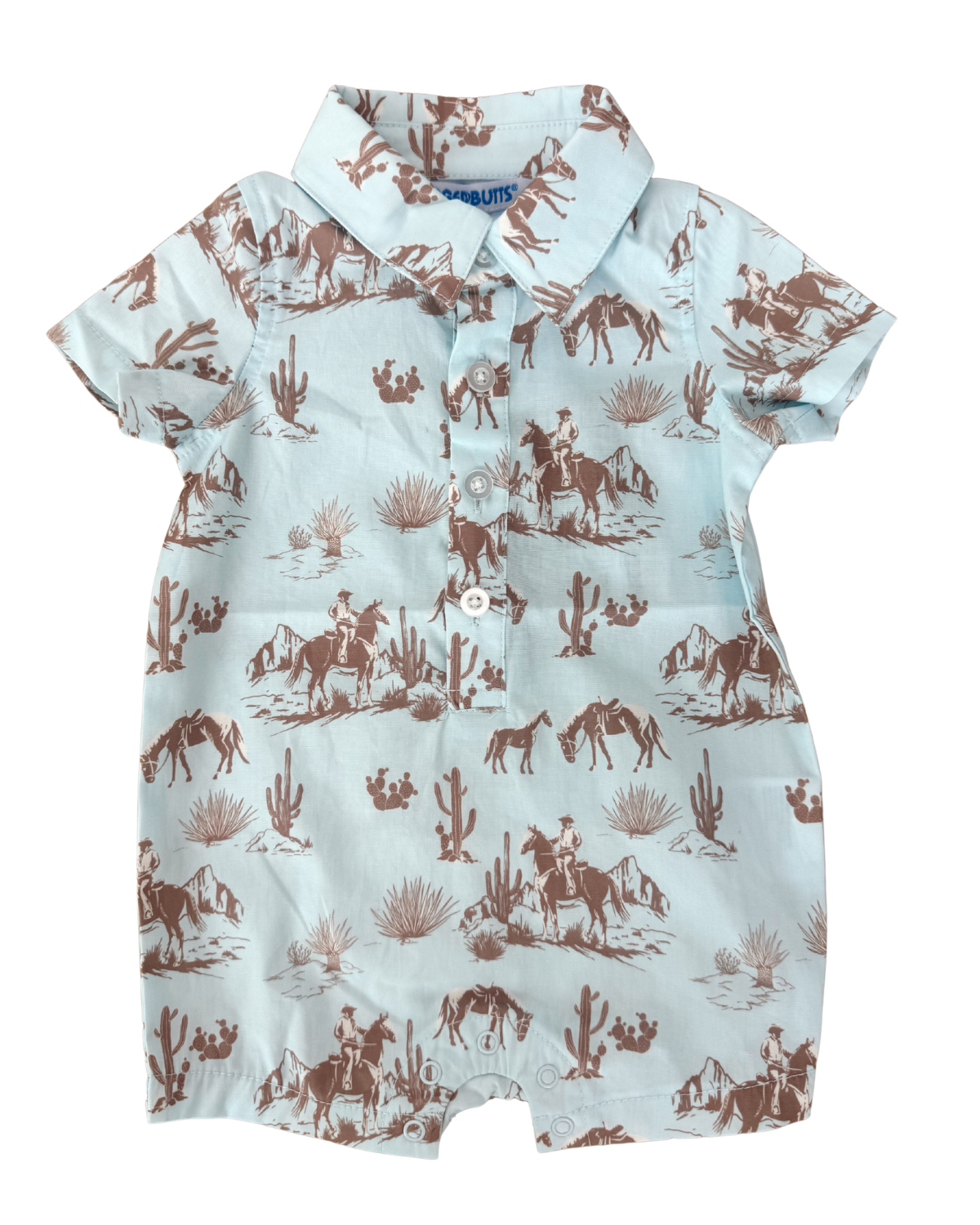 Blue Western Trail Toile Short Sleeve romper