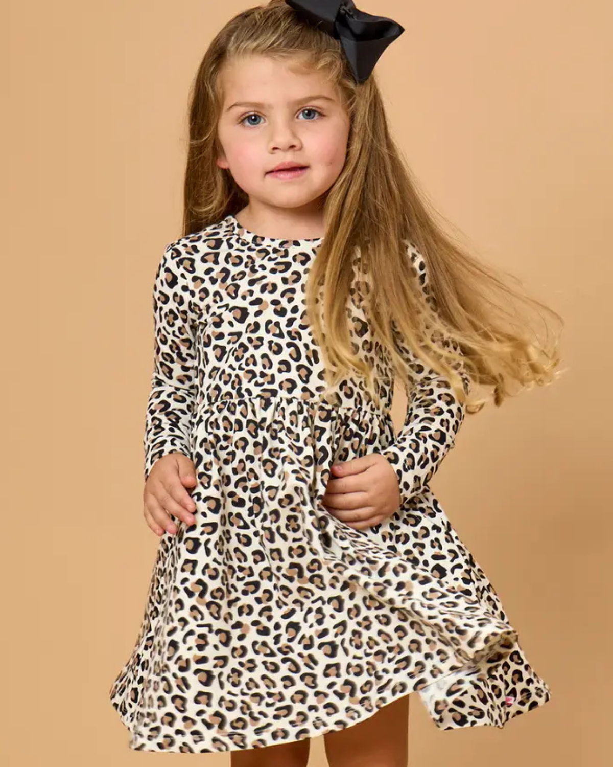 Long Sleeve Twirl Dress- Classic Leopard