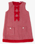 Load image into Gallery viewer, Red Shimmer Tweed Sleeveless Bow Fur Dress
