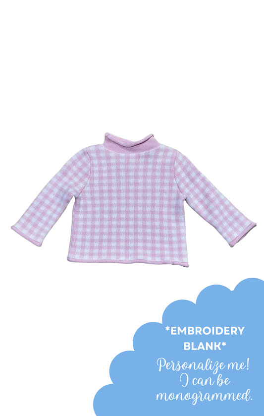 Pink Gingham Signature Rollneck Sweater
