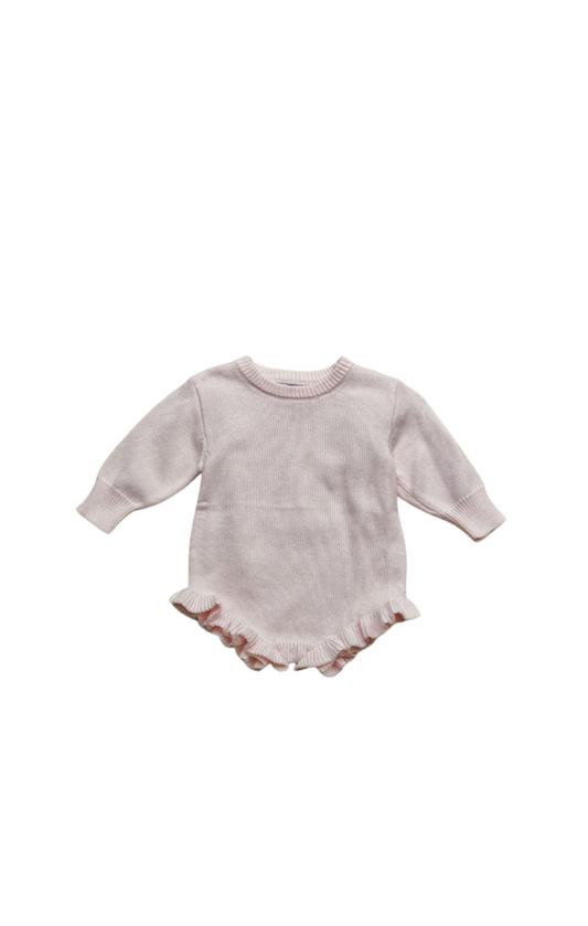 Pink Knit Ruffle Onesie