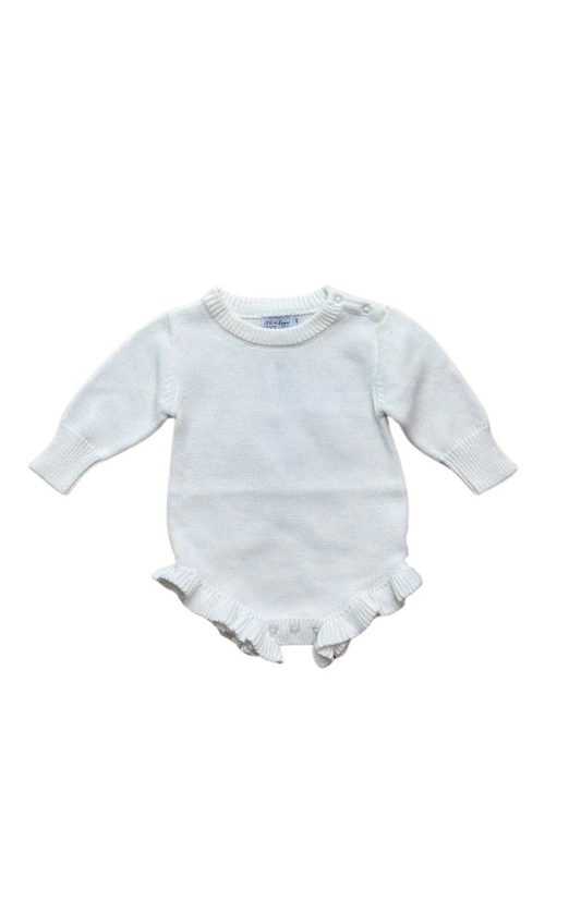 White Knit Ruffle Onesie