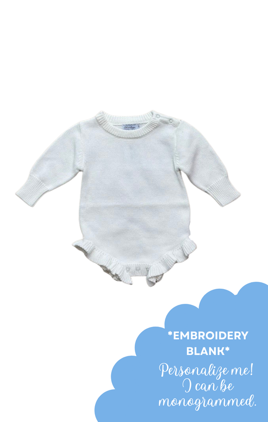 White Knit Ruffle Onesie