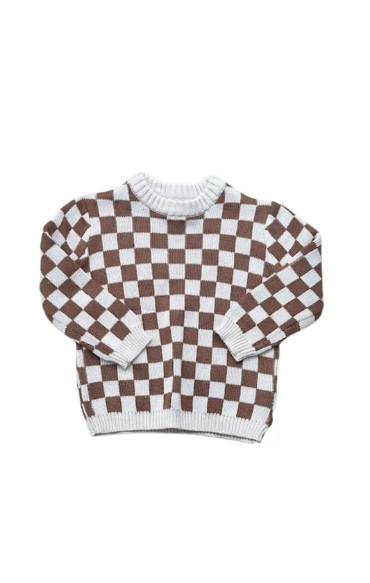 Russet Checkered Knit Sweater