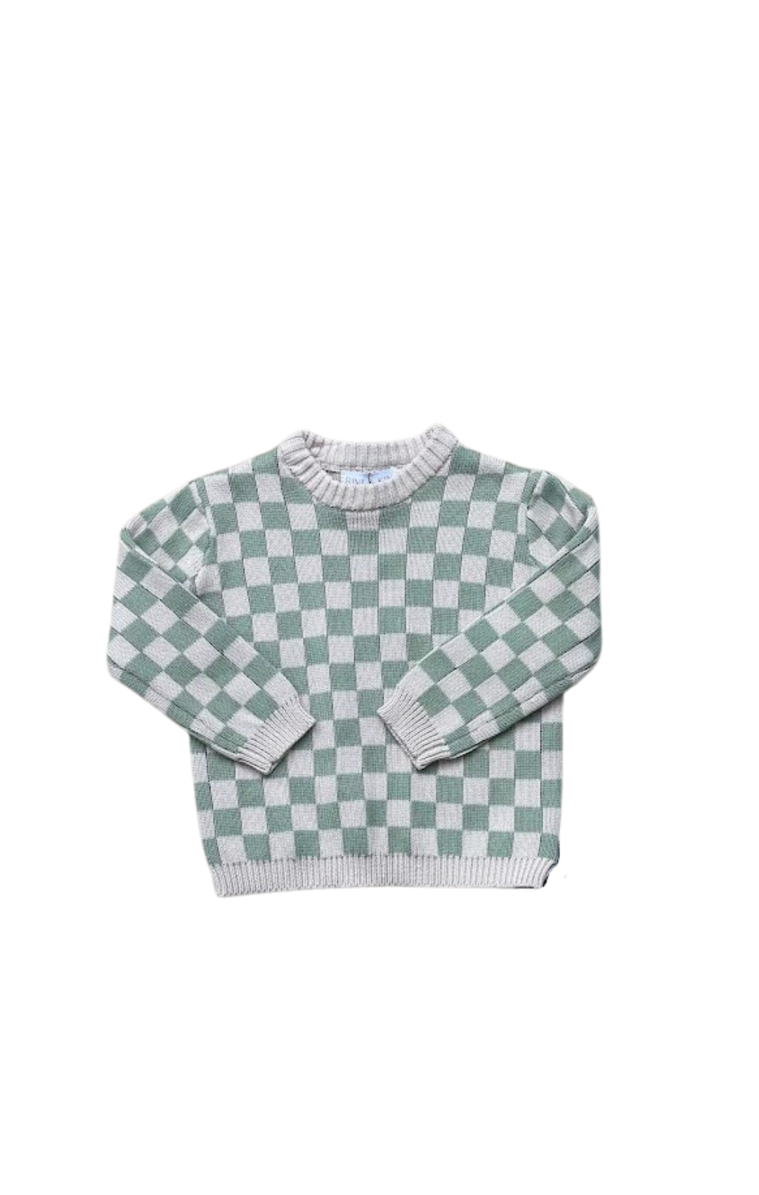 Sage Checkered Knit Sweater