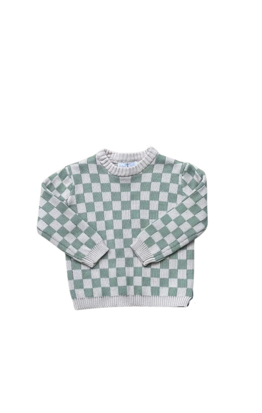 Sage Checkered Knit Sweater