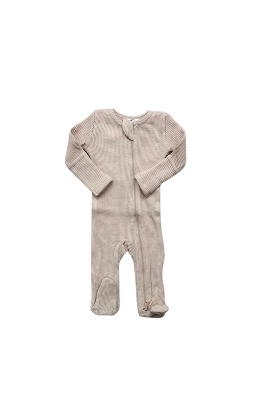 Tan Organic Waffle 2-Way Zip Footie