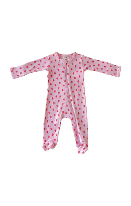 Two Way Zip Strawberry Footie