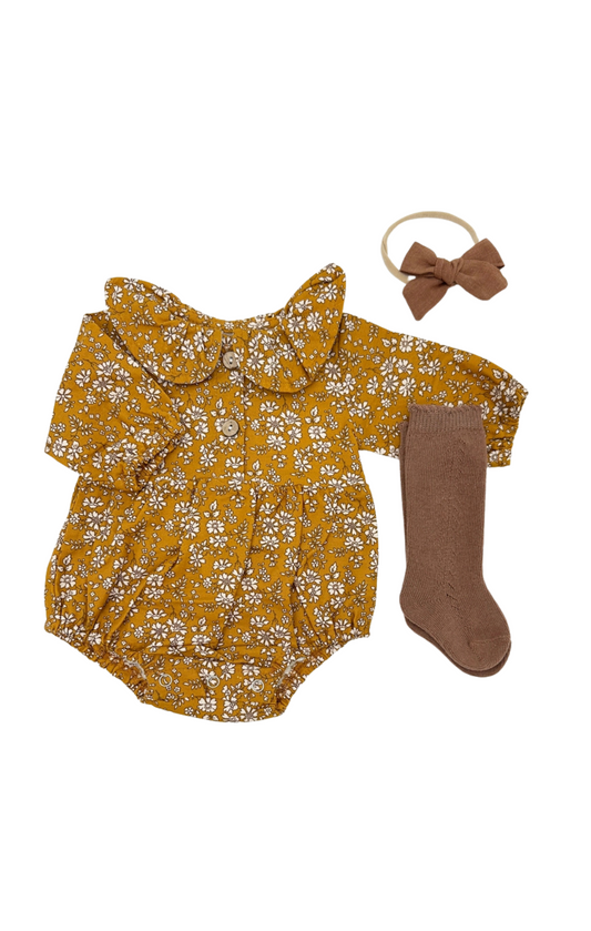 Mustard Floral Romper Set