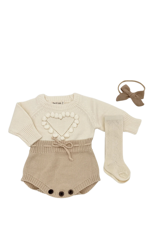 Cream Heart Romper Set