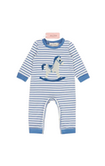 Load image into Gallery viewer, Striped Embroidered Rocking Horse Romper
