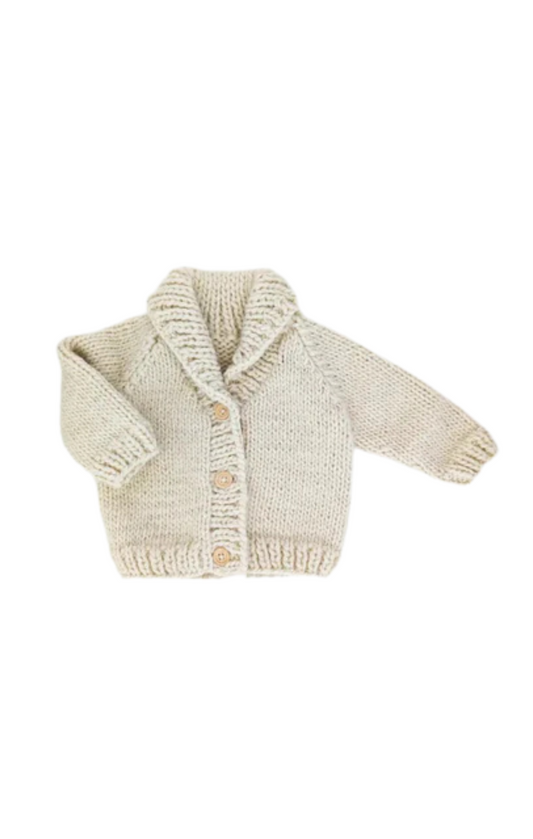 Shawl Collar Natural Cardigan Sweater For Baby & Toddler